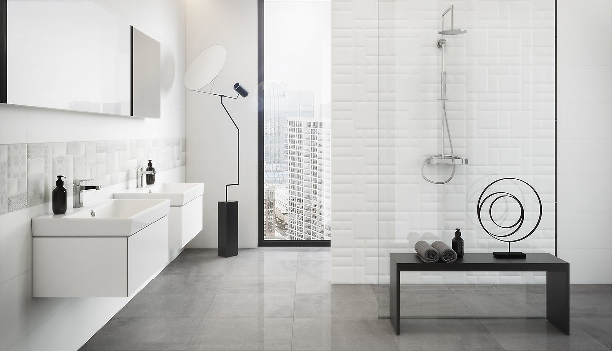 See how to arrange white bathroom with Opoczno ceramic tiles