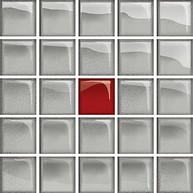 Glass Silver/Red Mosaic A New