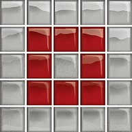 Glass Silver/Red Mosaic B New