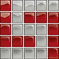 Glass Silver/Red Mosaic D New